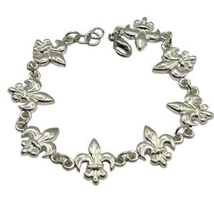Handmade shiny Fleur de Lis link bracelet